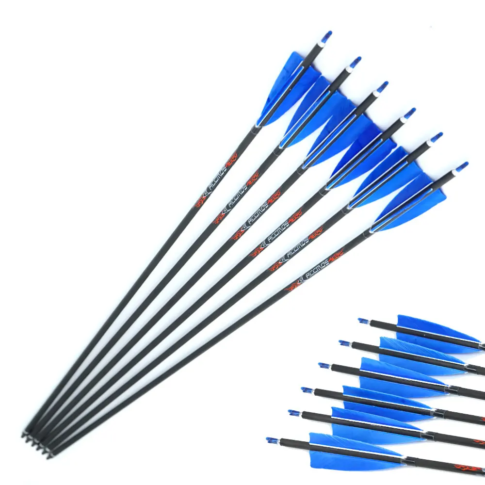 

6-12pcs Turkey Feather Pure Carbon Arrow Spine 250 300 350 400 500 600 700 800 for Recurve/Compound Bow Hunting