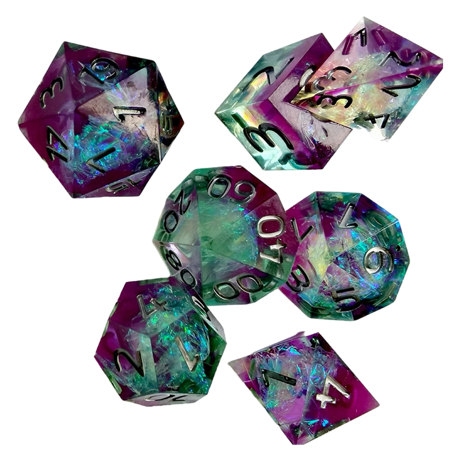 Polyhedral Dice 7-Die Resin Lightwheigt  D8 D10 D% D12 D20 Set for  Role Playing