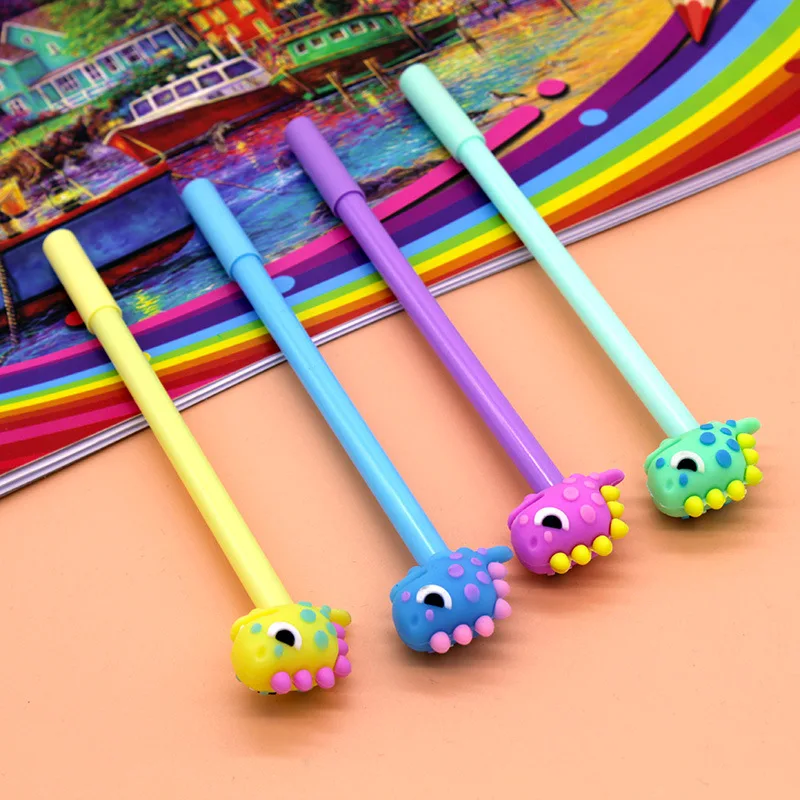 10PCS Kawaii Cute Dinosaur Gel Pen Stationery Gift 0.5mm Black Ink Pen For Diary Supplies School Office Writing Pen