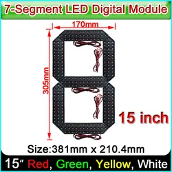 Módulo de número led de 7 segmentos, 15 polegadas, vermelho, amarelo, verde, branco opcional em 4 cores, módulo digital de led, tela de preço para óleo e gás