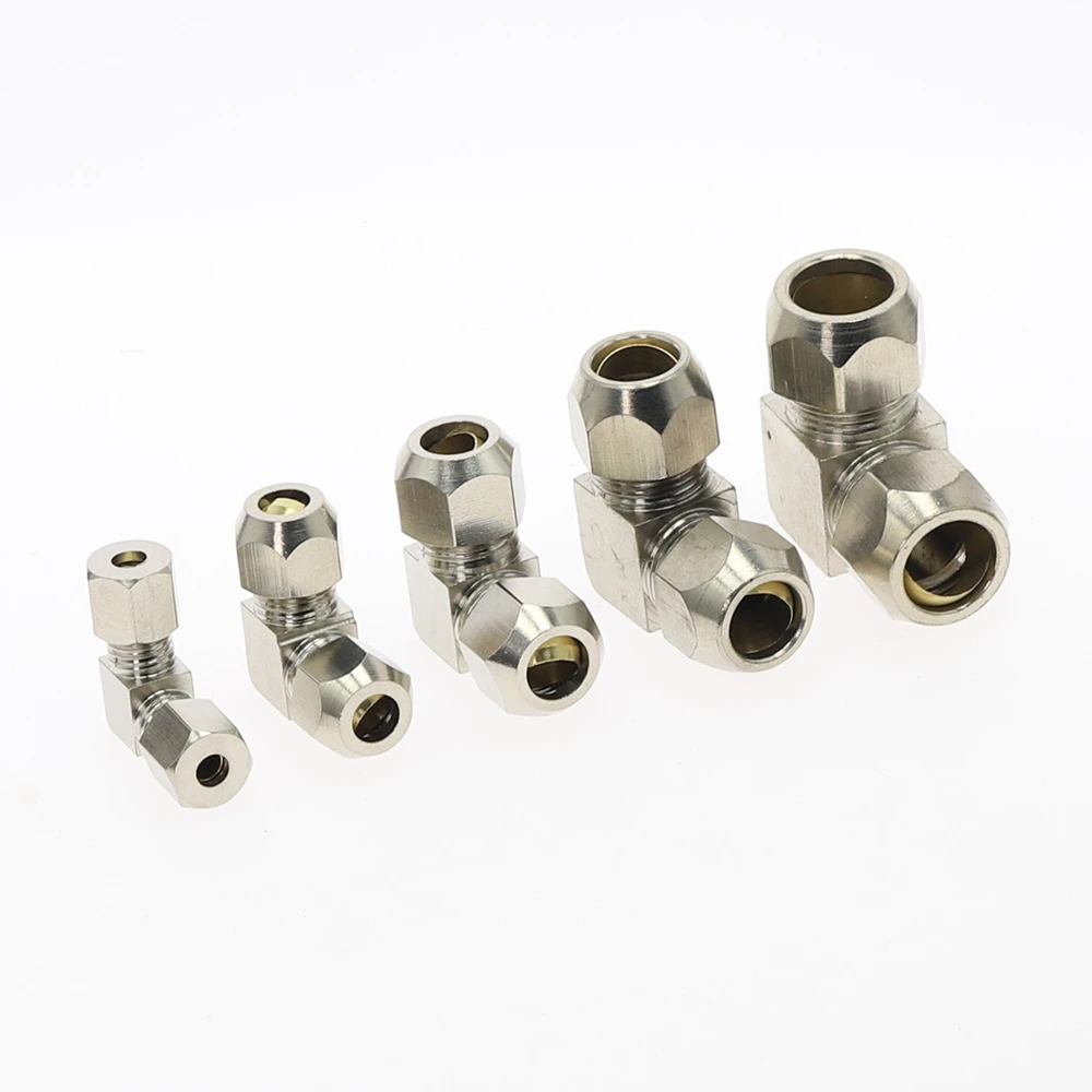 1 stücke Messing Öl Rohr Fitting 4mm 6mm 8mm 10mm 12mm 14mm Rohr OD ellenbogen 90 Grad Einzelhülsen-rohranschlüsse Rohr Armaturen Anschluss