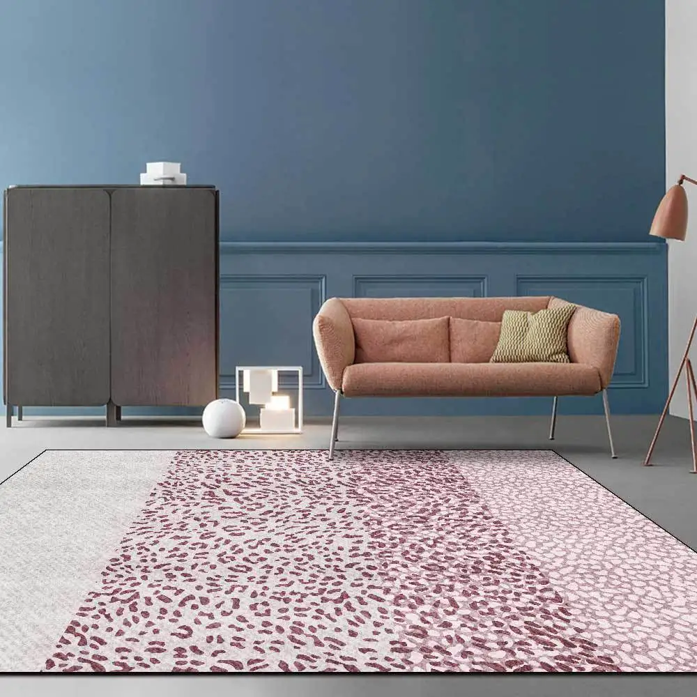 

Fashion Modern European and American Pink Gray Leopard Print Girl Room Living Room Bedroom Bedside Carpet Floor Mat