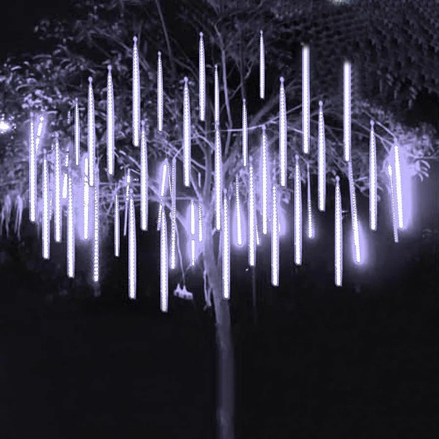 Meteor Shower Rain Light 50CM 384 LED Falling Rain Drop Christmas Light Snow Falling Icicle Light for Tree Holiday Party Decor