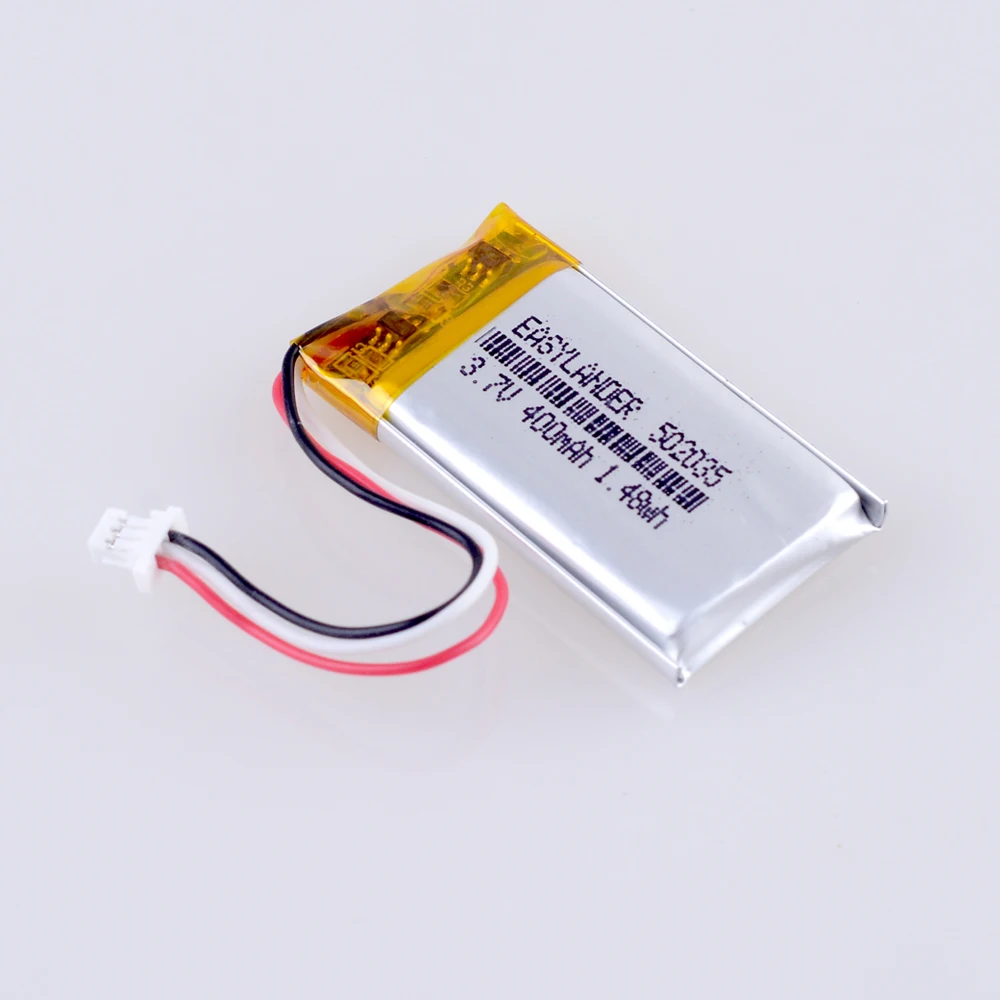 502035 400mah 3.7v 1.0 3pin złącze akumulator li-po bateria litowo-polimerowa do DVR kamera samochodowa inteligentna kamera samochodowa DVR