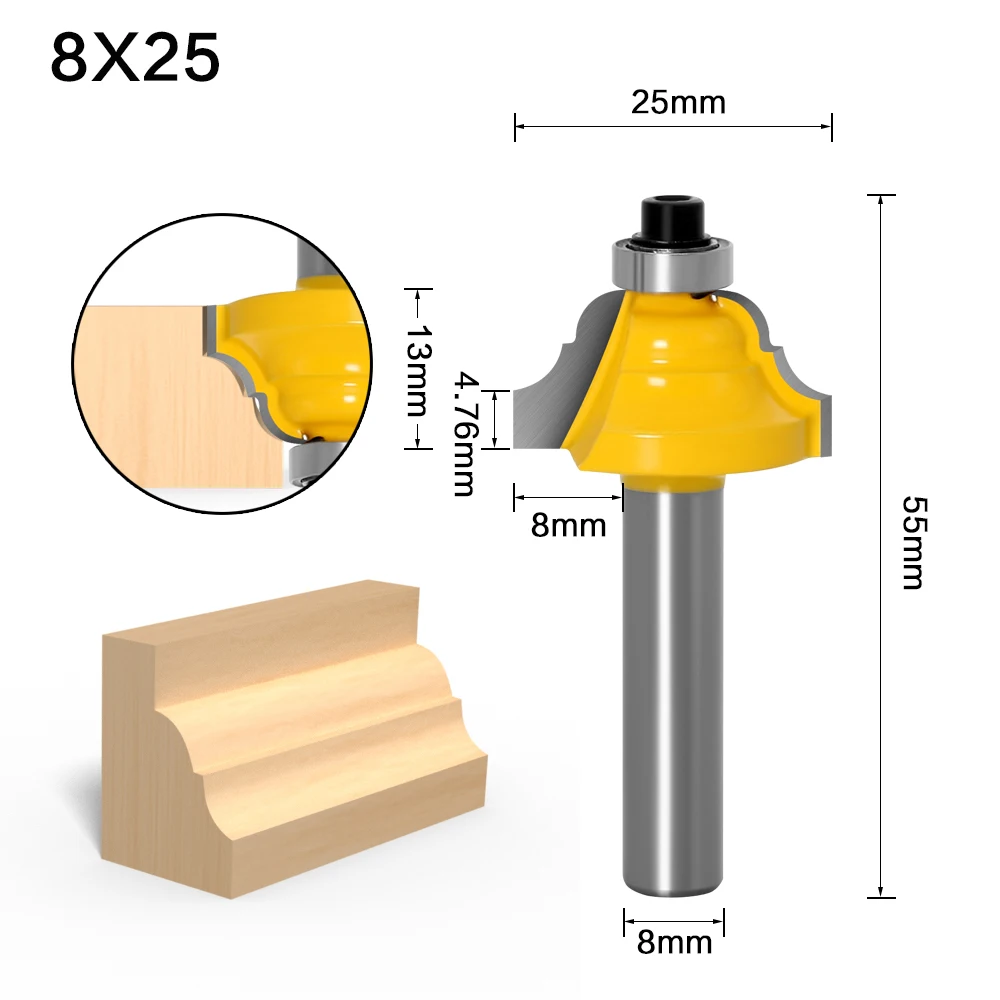 1pc High Quality Double Roman Ogee Edging Router Bit - Large - 8mm shank Dovetail Router Bit Cutter wood working