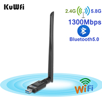 KuWFi USB Wifi Adapter Dual Band 300/1300Mbps 5G Wi-fi Antenna USB Ethernet PC Adapter Bluetooth5.0 Wifi Dongle AC Wifi Receiver