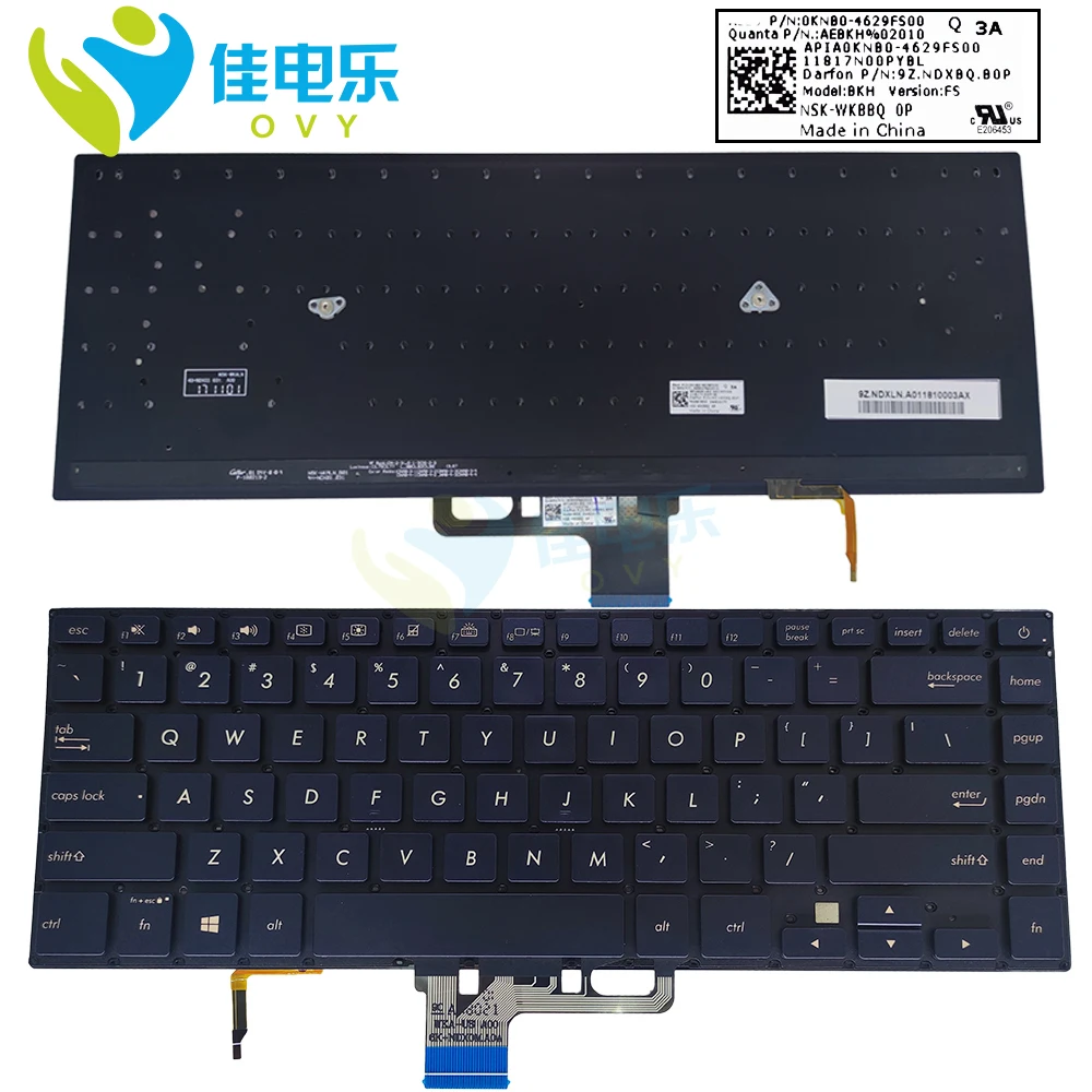 US English Spanish Backlit Keyboard For ASUS Zenbook UX580 UX580U UX580GD Spain Notebook Keyboards With Backlight 0KNB0-4629FS00