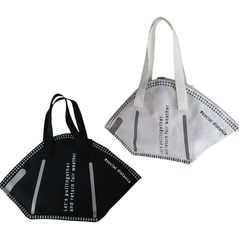 New Fashion Women Large Mask Shopping Bag Canvas Shoulder Bag Home Storage Bag Luxury Handbag Tote Bag