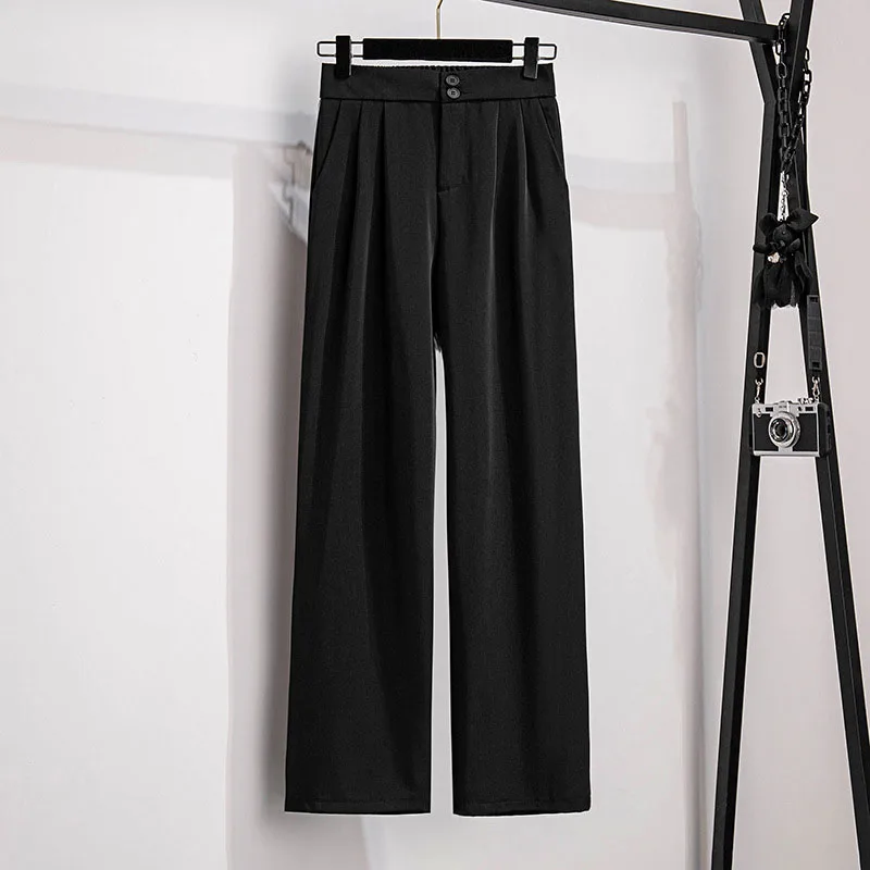 150Kg Plus Size Women's Spring Summer Loose High-Waist Straight-Leg Business Pants 5XL 6XL 7XL 8XL 9XL Wide-Leg Nine-Point Pants