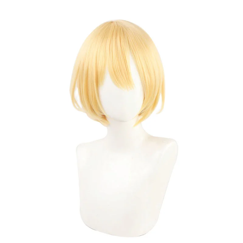 Vtuber Youtuber Hololive Amelia Watson Cosplay Heat Resistant Synthetic Short Golden Hair Wig Hallowen Party+ Free Wig Cap