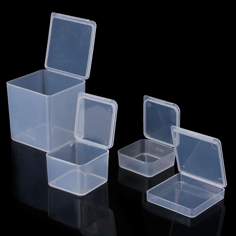 2025 New Small Square Clear Plastic Jewelry Storage Boxes Beads Crafts Case Containers