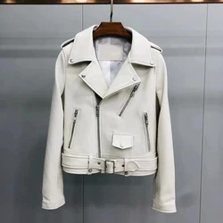 New Arrival 2023 Short Coat Locomotive Model Women Clothes Spring And Autumn Import Sheepskin Jacket Turn-Down Collar