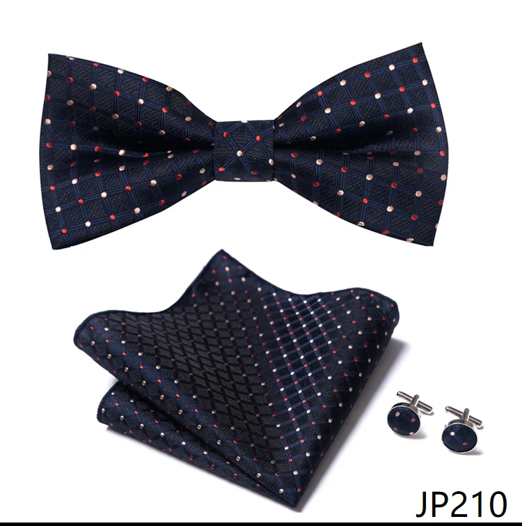 Great Quality Silver Office Butterfly Hanky Cufflink Set Bowtie For Men Geometric Hombre Formal Clothing