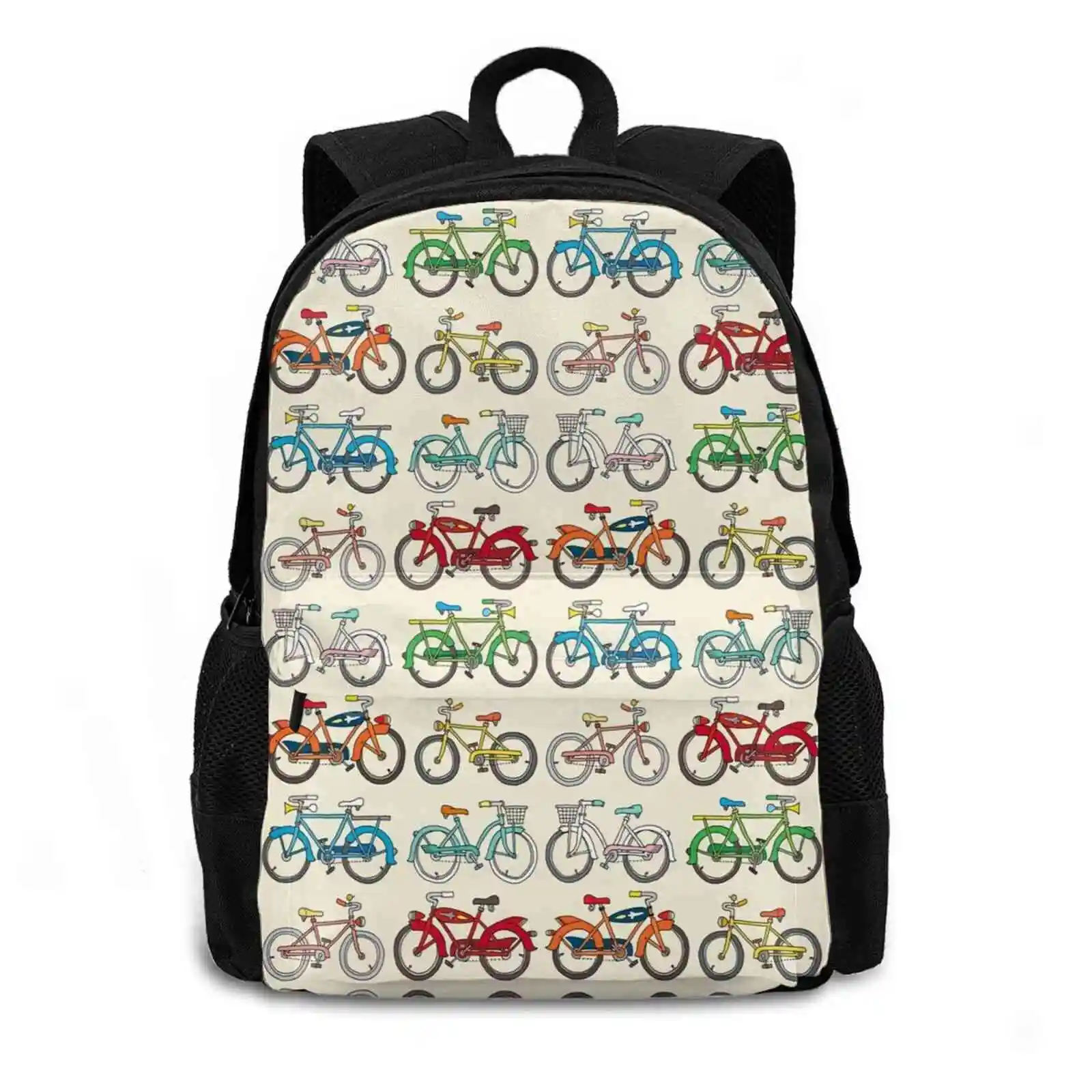 Bountiful Funky Vintage Bicycles! Backpacks For School Teenagers Girls Travel Bags Bikes Bicycles Vintage Cartoon Pattern