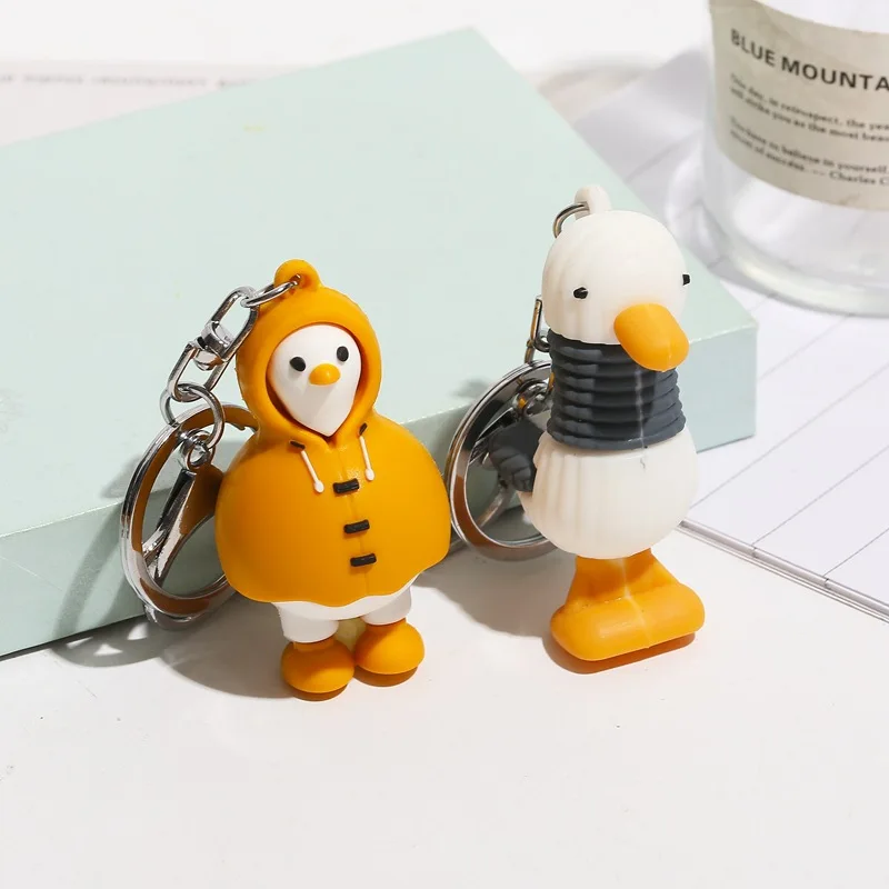 The New Fashion cute raincoat duck keychain Key Rings Alloy Charms Gifts Wholesale