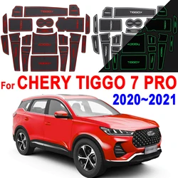 For Chery Tiggo 7 Pro 2020 2021 Car Anti-Slip Non-slip Door Gate Slot Cup Mat Pad Interior Door Pad Mat Car Decoration 19Pcs/Set
