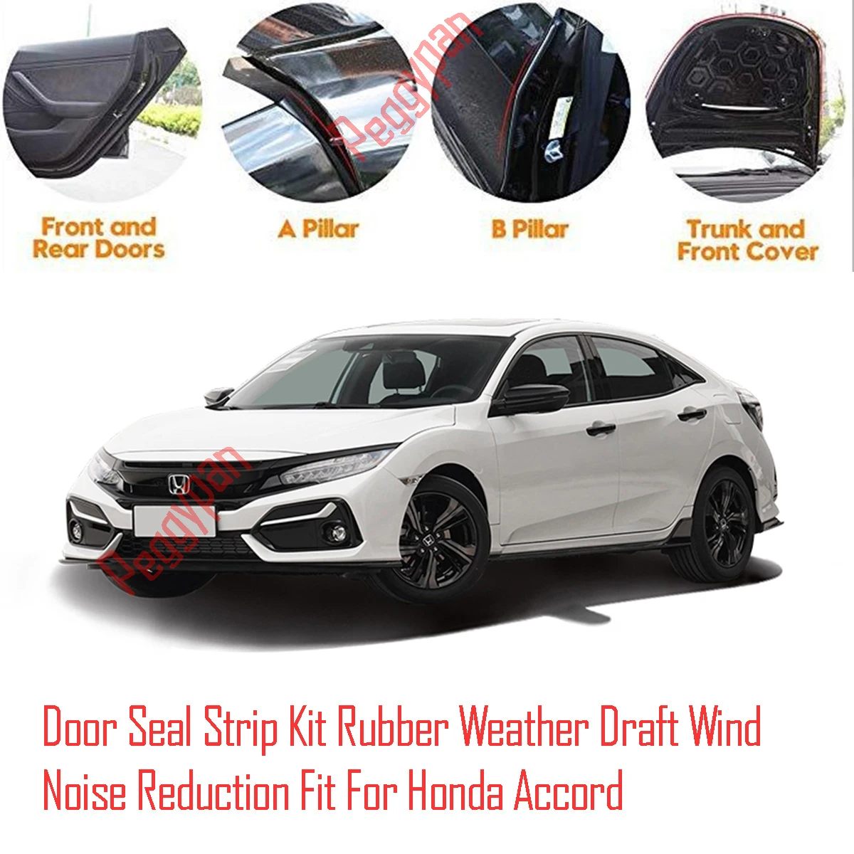 Door Seal Strip Kit Self Adhesive Window Engine Cover Soundproof Rubber Weather Draft Wind Noise Reduction Fit For Honda Civic