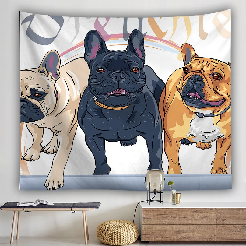 

Cute Dog Cat Tapestry Wall Hanging Cartoon Animal Tapestry Hippie Aesthetic Room Decoration Art Wall Blanket Decor Mat Rug Carpe