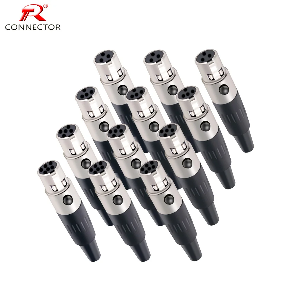 

50pcs Mini XLR Aviation Connector, Female Socket, Zinc Alloy+copper pins, 3 4 5 pins, for MIC Microphone Audio Video Connecting