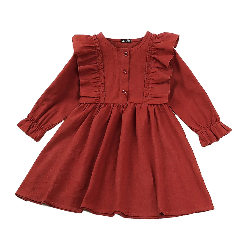 

Long Sleeve Baby Girls Princess Dress Autumn New Children Clothes Kids Casual Dress Korean version agaric edge 1 2 3 4 5 6 7 8T