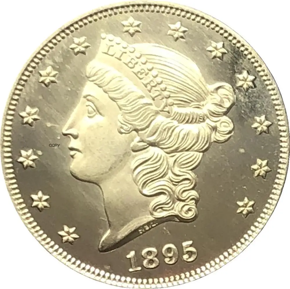 Американская голова свободы, двойной Орел, США 1895, 1895, двадцать долларов с девизом в Бог, мы доверяем золотым монетам, латунные копировальные монеты