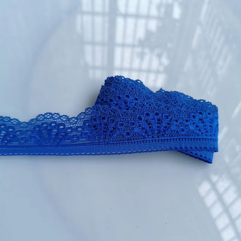 Blu elastico del merletto del nastro del Nastro 30 millimetri di larghezza Trim stretch lace trim Ricamato Cavo di Rete Per Il Cucito costume