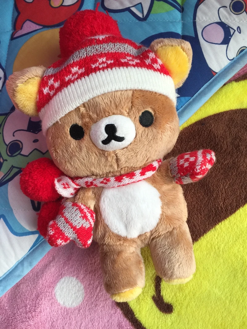 Mùa Đông Khăn Mũ Rilakkuma Korilakkuma Gấu Kiiroitori Chick Sang Trọng Đồ Chơi Thú Nhồi Bông Trẻ Em Đồ Chơi Dành Cho Trẻ Em Quà Tặng Giáng Sinh