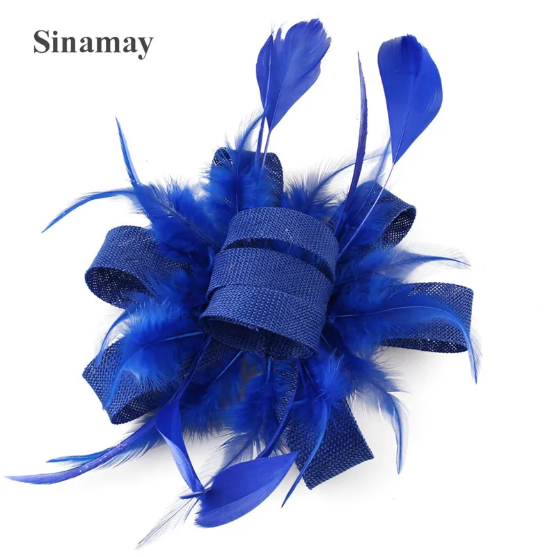 Pêssego casamento feminino headwear elegante senhoras fascinator chapéu fantasia pena decoração acessórios para o cabelo nupcial mariage festa headdress