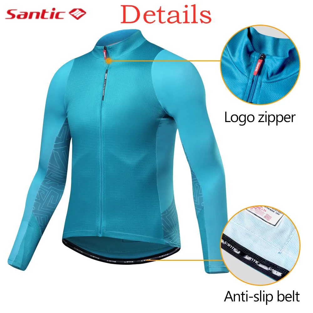 Santic Road Cycling Jersey Men\'s Full Sleeve Reflective Strips Riding Windbreaker Jacket Waterproof Anti-sweat Bicycle Clothing