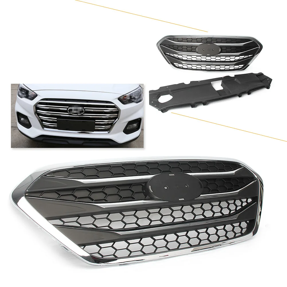 

For Hyundai ix35 Tucson 2013 2014 2015 2016 ABS Front Grille Upper Radiator Hood Grill w/ Emblem Car Parts