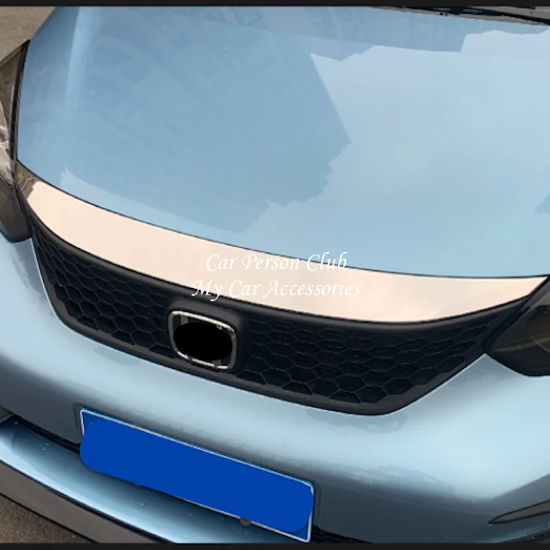 STAINLESS STEEL FRONT ENGINE COVER FACE GRILLES TRIM GARNISH FOR HONDA FIT JAZZ 2020-2023 CAR DECORATION ACCESSORIES