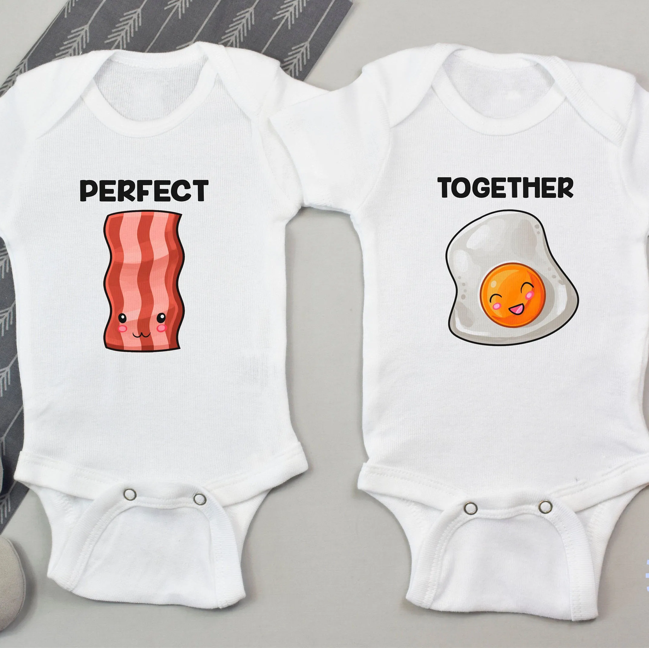 Twin Baby Clothes Twin s Outfits Boys Girls Twin Baby Shower Gift Summer Short Sleeve Bodysuits Brothers/sisters