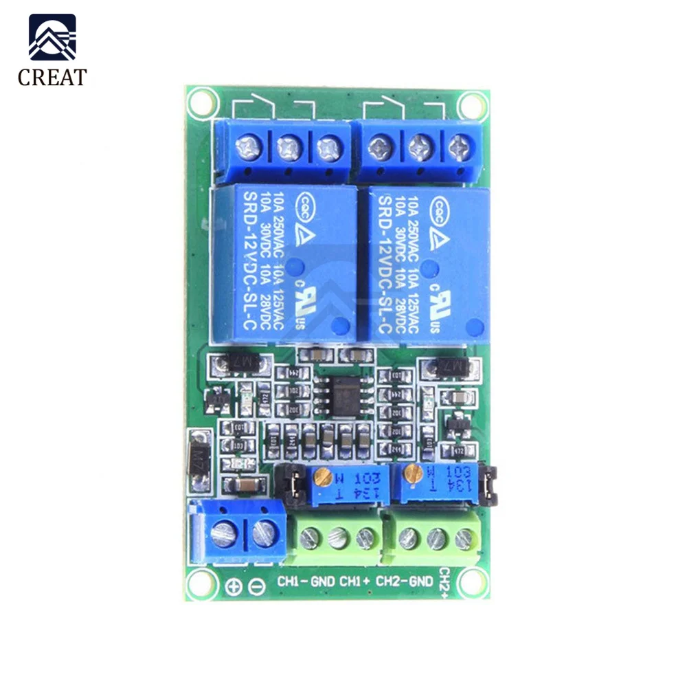 2 canali tensione LM393 comparatore modulo preciso LM393 2CH Way per divisore resistore di precisione relè elettronico fai da te DC 12V 52mA