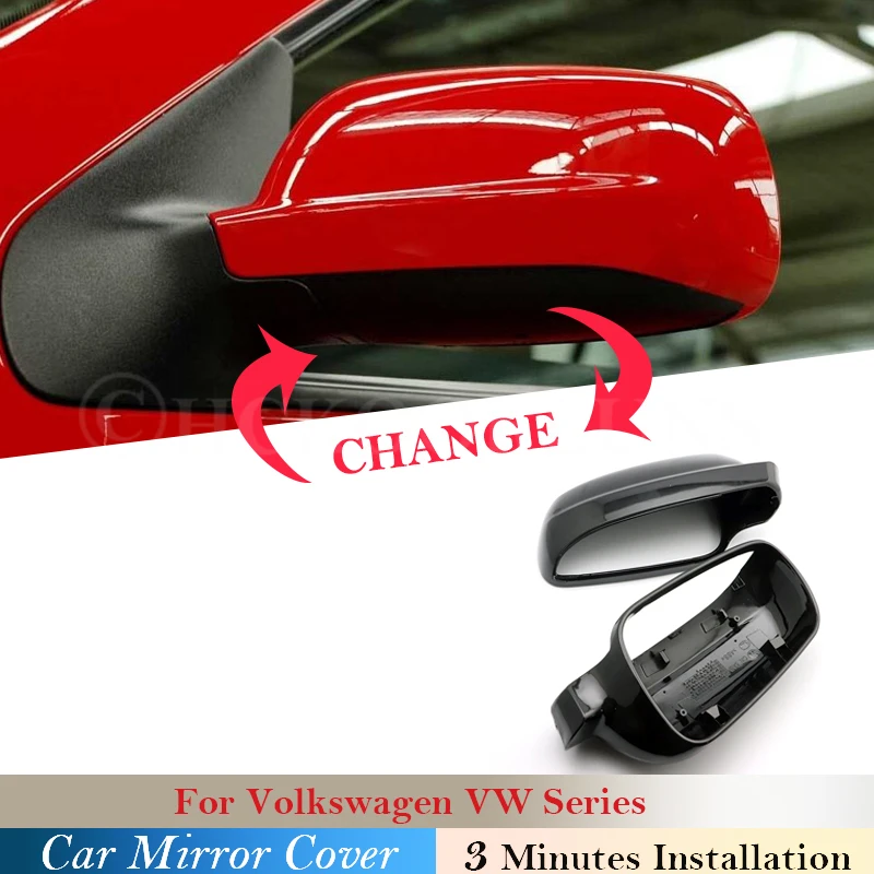 For Volkswagen Golf 4 IV MK4 GTI R Bora 1J Jetta Passat B5 Car Rear View Mirror Cover Side Gloss Black Replacement Caps Shell