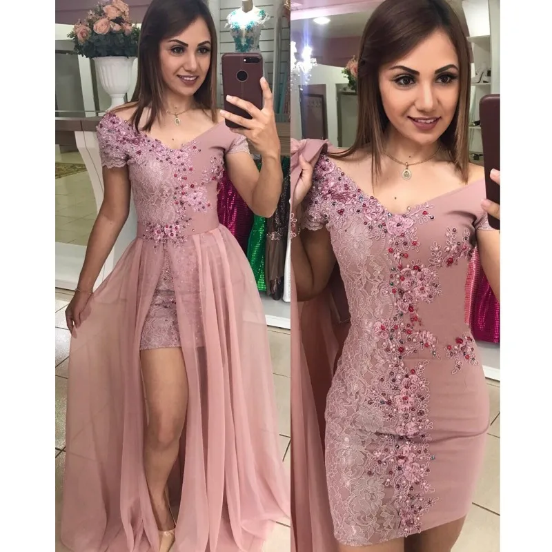 Evening Prom Gala Dresses 2023 Sexy Two Piece A Line Custom Plus Size Elegant Women\'s Luxury Pink Cocktail Party Formal Dress