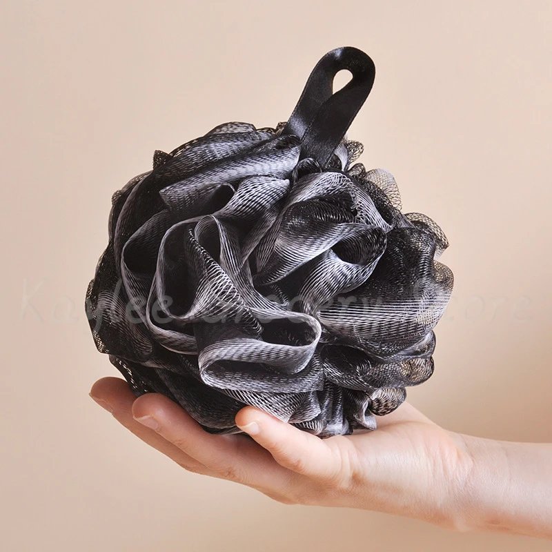 1PCS Loofah Charcoal Bath Sponge Shower Bouquet Extra Large Mesh Pouf Soft Scrubber for Men and Women Cleanse Bathing Tools 60g