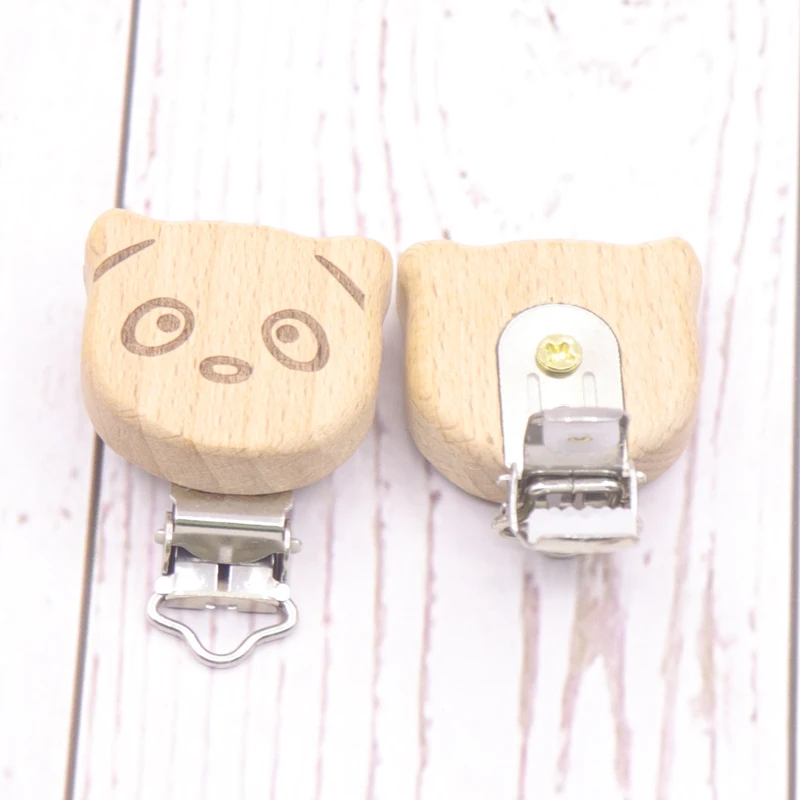 Pacifier panda 10pcs Rabbit Shape Woodcut Custom Baby Wooden Pacifier Clip Baby Teether Neutral Surprise Gift