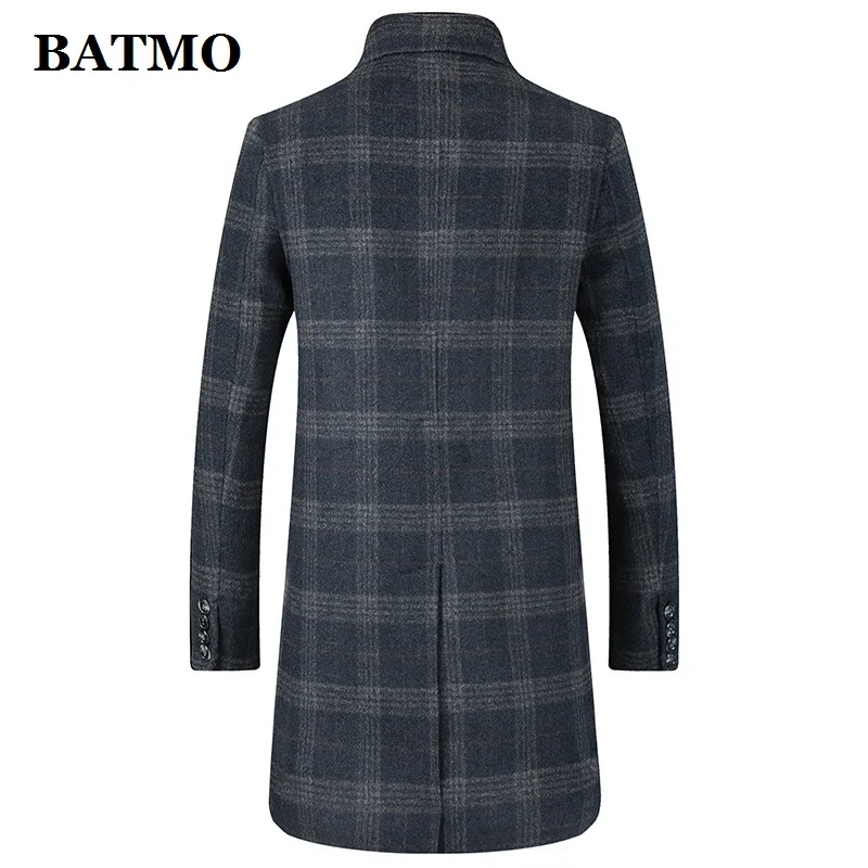 BATMO 2023 new arrival high quality 80% wool plaid trench coat men,men's wool jackets ,plus-size M-3XL LB