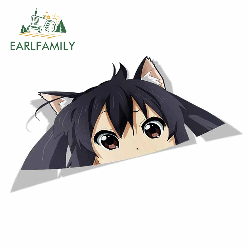 EARLFAMILY 13cm x 7.9cm for Azusa Nakano K-on Peeker Peek Anime Vinyl JDM Car Stickers Window Trunk Laptop Decal Car Accessories