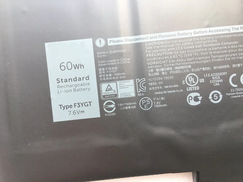 Imagem -05 - Supstone 12 F3ygt Bateria do Portátil para Dell Latitude7000 E7280 E7480 E7390 E7290 E7490 Dm3wc 0dm3wc 2x39g Bateria