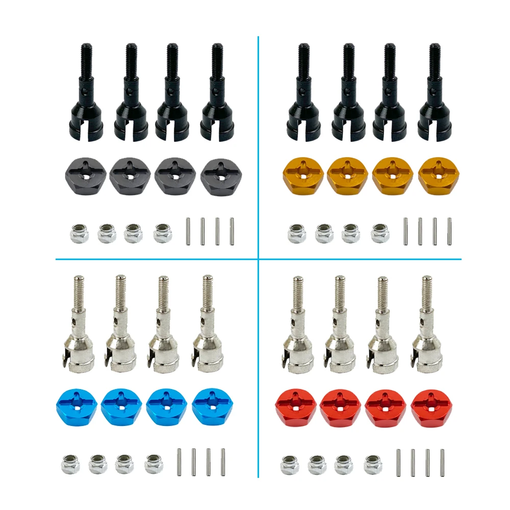 Wheel Conversion Set Axle & 12mm Hex Dive Hub Turn 1/10 on Road for WLtoys 1/18 A959 A969 A979 A959B A969-B RC Car Upgrade Parts