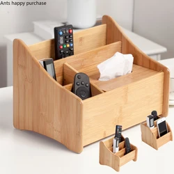 Bamboo Wood Remote Control Storage Box Living Room Office Desk Tea Set Entrance Key Sundries Finishing Box Tissue Box Storage