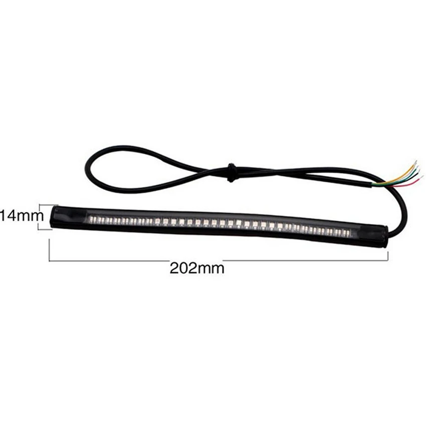 Indicatore di direzione di arresto del freno di coda della striscia luminosa a LED del motociclo 48 3528 LED 8 "targa flessibile LED Light barra luminosa a LED impermeabile