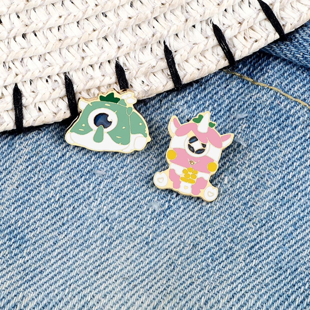 Cartoon One-eyed Monster Brooches Creative Funny Animals Enamel Pins Small Calves Metal Badges Bag Clothes Jewelry Gift For Kids