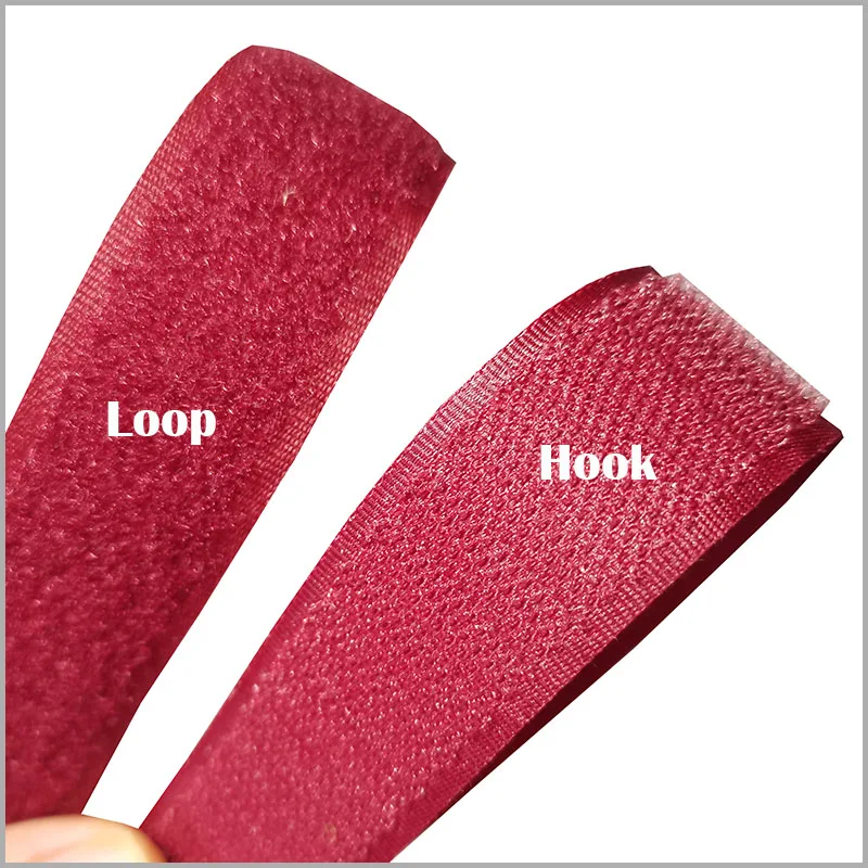 2-10cm  Width Wine red   no adhesive hook loop fastener tape for sewing magic tape sticker  strap couture strip