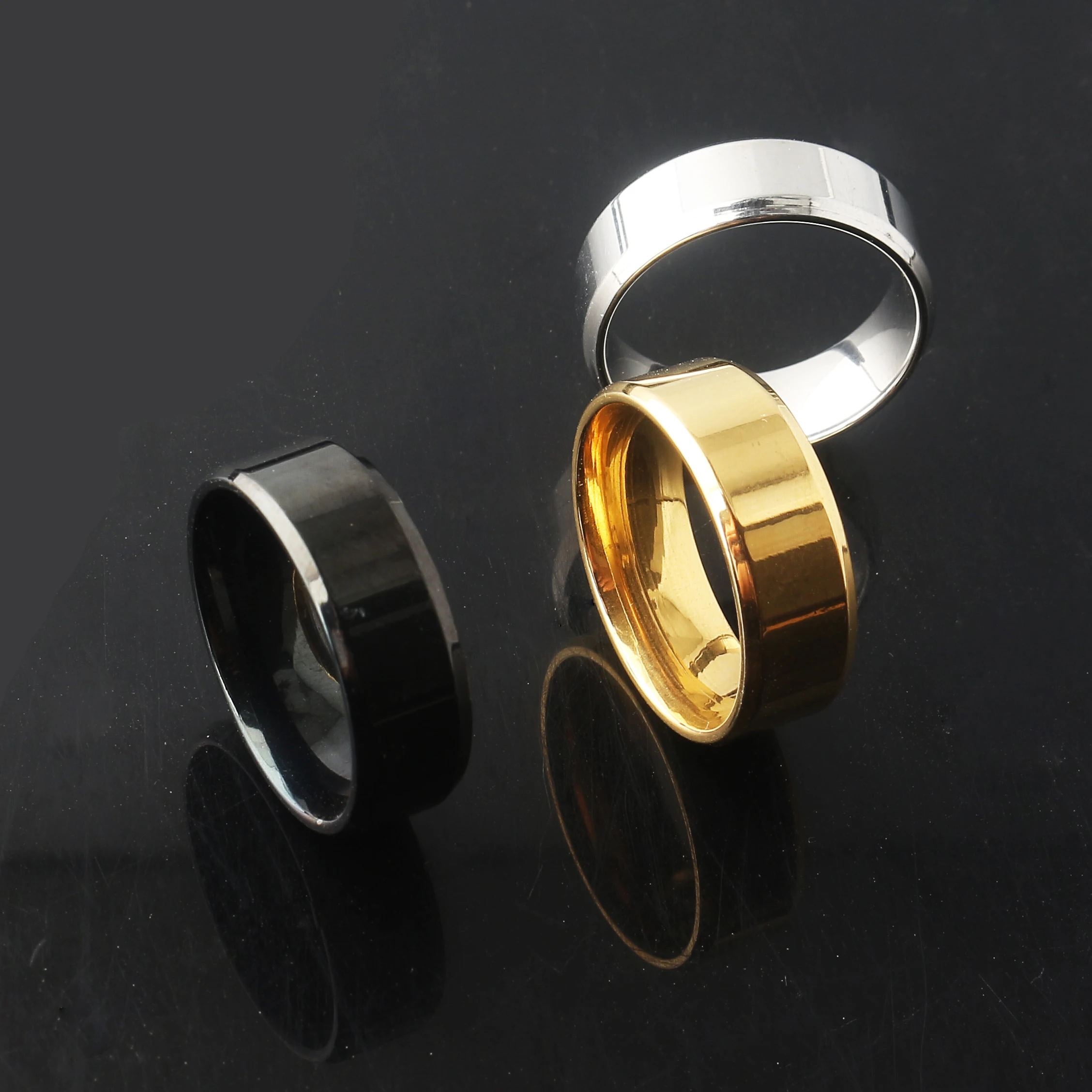 15 Fashion Jewelry Ring Men Stainless Steel Black Rings For Women