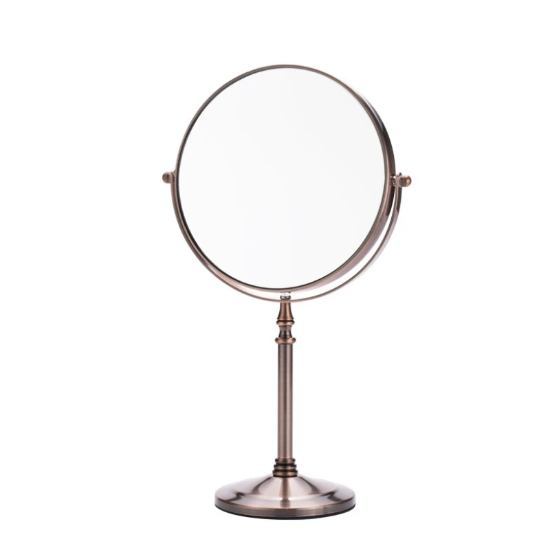 Bronze 8 inch Desktop Makeup Mirror 2-Face Metal 3X Magnifying Cosmetic Mirror make up lady\'s private mirrors