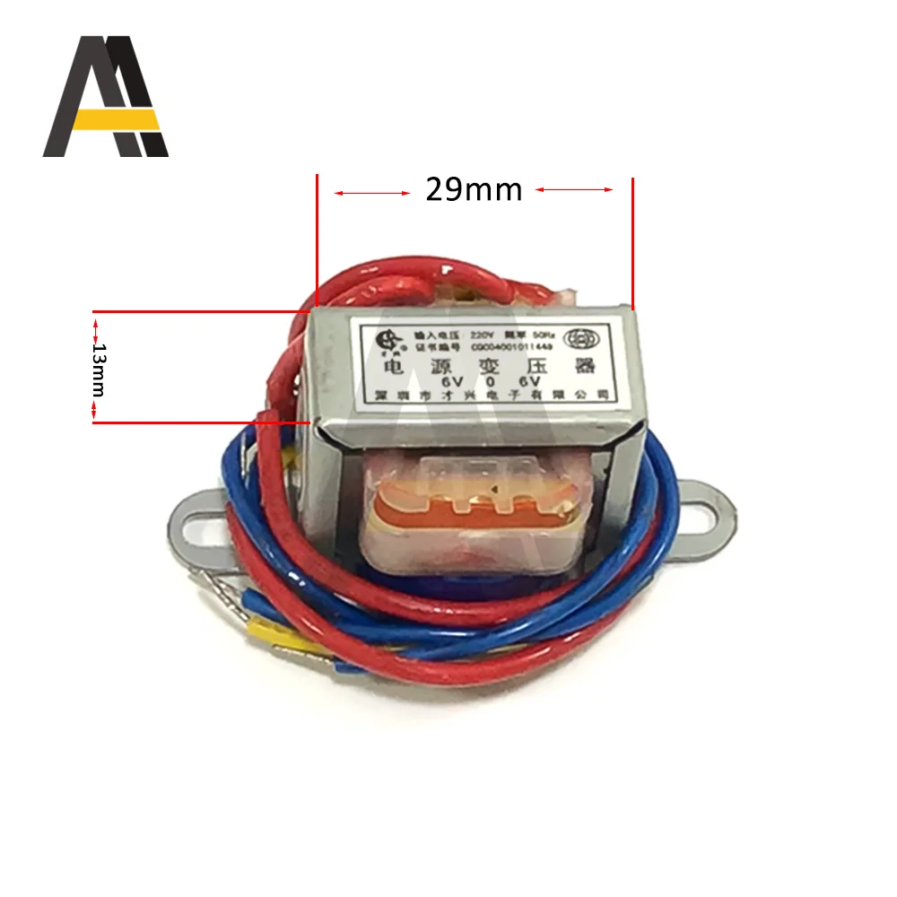 AC 6V 9V 12V Output Voltage 1W EI Copper Core 50Hz~60Hz Single Voltage Input 220V 2 Line Copper Power Transformer