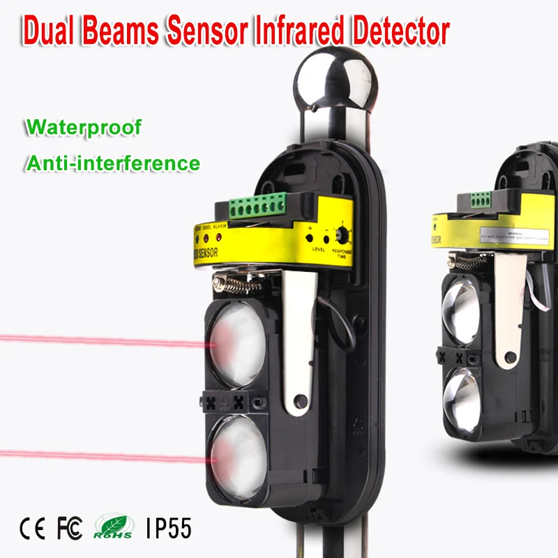 20M~150M Dual Beam Sensor Photocells Active Infrared Intrusion Detector Safety Window Wall Barrier IR Outdoor Motion Alarm