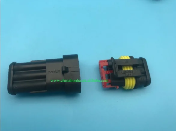 

100pcs waterproof automotive Wire Connector Plug 3Pin Electrical Car Motorcycle HID plug PA66 DJ7031-1.5-11/21 282105-1/282087-1